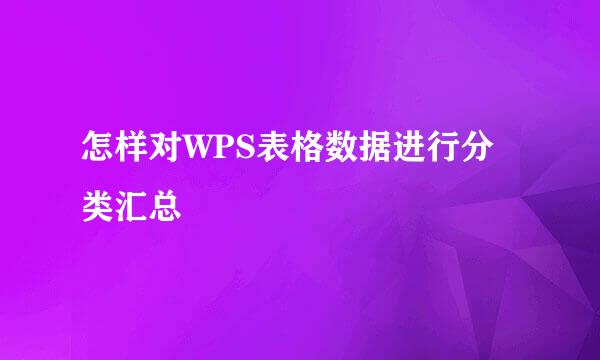 怎样对WPS表格数据进行分类汇总