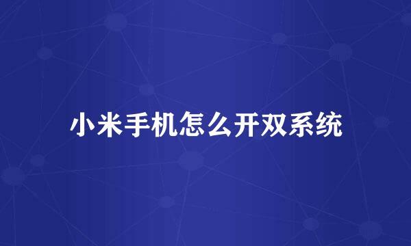 小米手机怎么开双系统