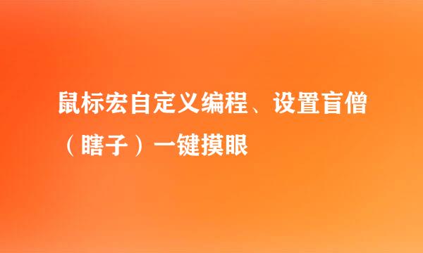 鼠标宏自定义编程、设置盲僧（瞎子）一键摸眼