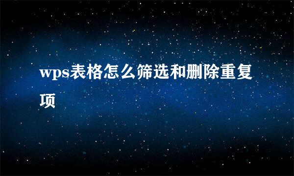 wps表格怎么筛选和删除重复项