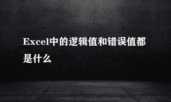 Excel中的逻辑值和错误值都是什么