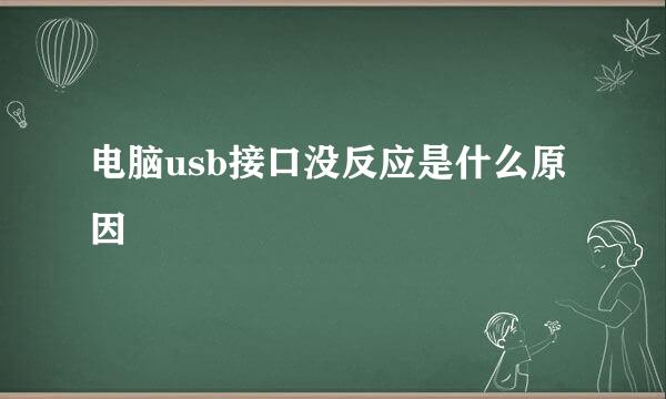 电脑usb接口没反应是什么原因