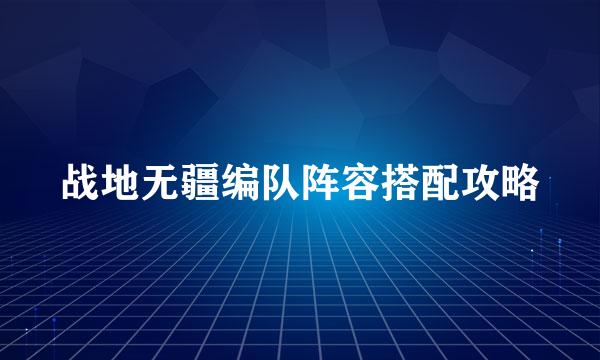 战地无疆编队阵容搭配攻略