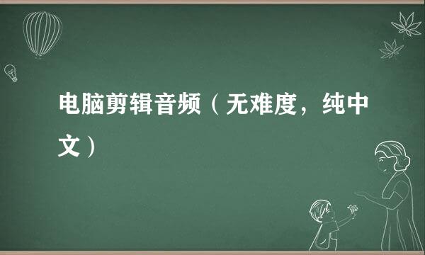 电脑剪辑音频（无难度，纯中文）