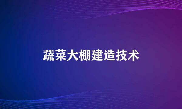 蔬菜大棚建造技术