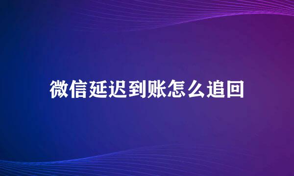 微信延迟到账怎么追回