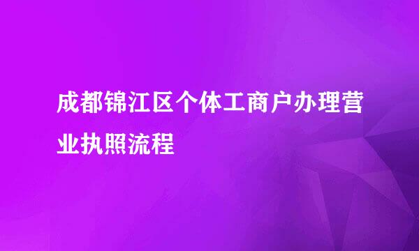 成都锦江区个体工商户办理营业执照流程