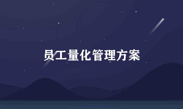 员工量化管理方案