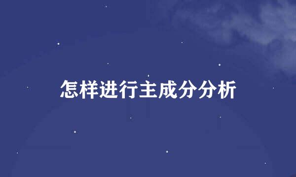 怎样进行主成分分析
