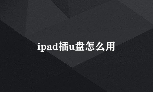 ipad插u盘怎么用
