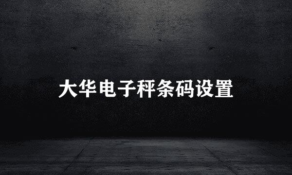 大华电子秤条码设置