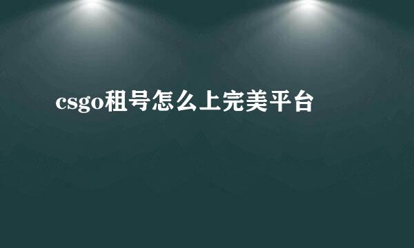 csgo租号怎么上完美平台