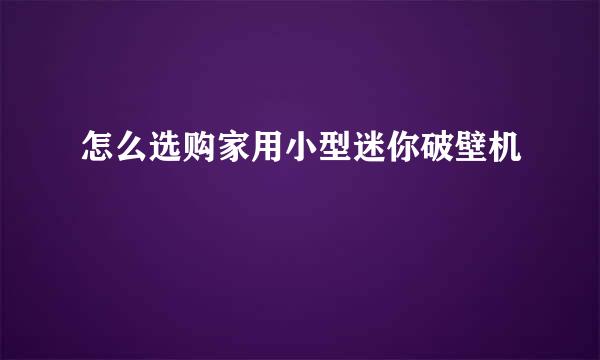 怎么选购家用小型迷你破壁机