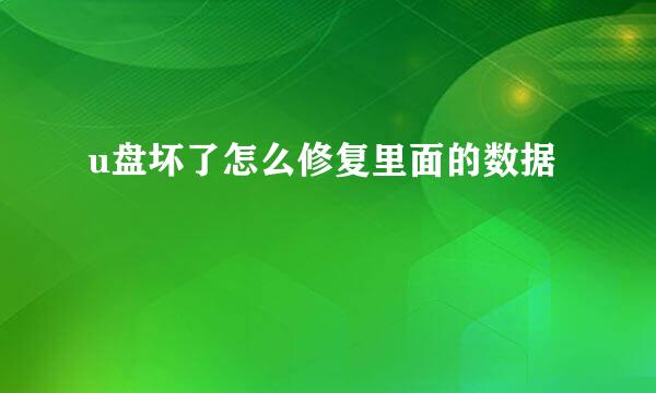 u盘坏了怎么修复里面的数据