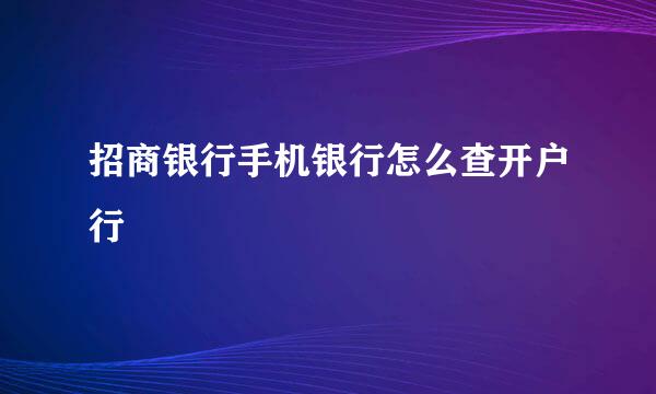 招商银行手机银行怎么查开户行