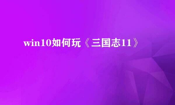 win10如何玩《三国志11》