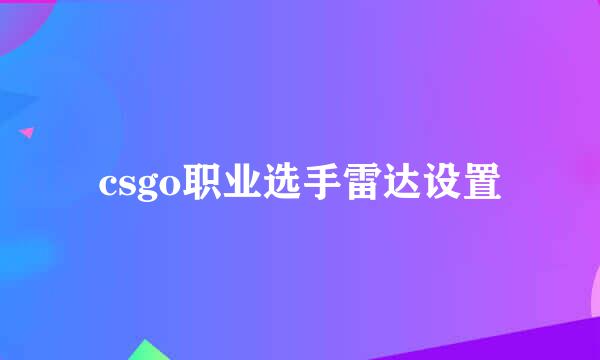 csgo职业选手雷达设置