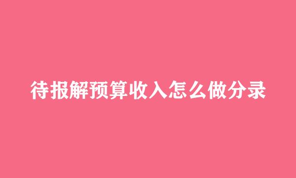 待报解预算收入怎么做分录