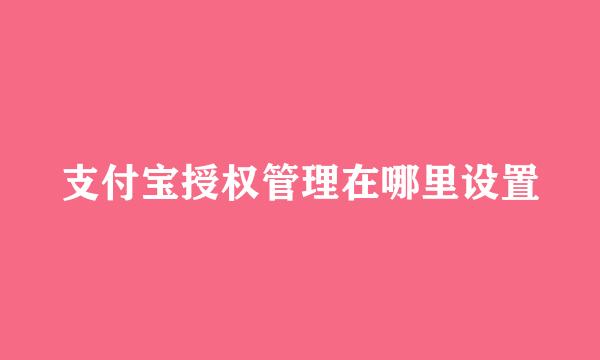 支付宝授权管理在哪里设置