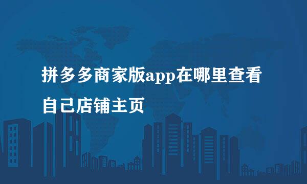 拼多多商家版app在哪里查看自己店铺主页