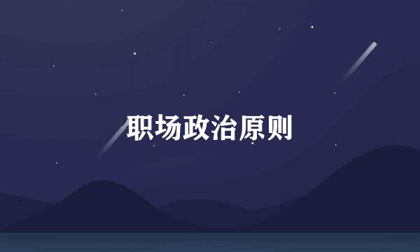 职场政治原则
