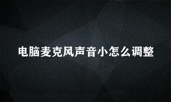 电脑麦克风声音小怎么调整
