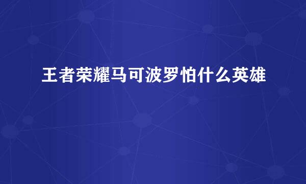 王者荣耀马可波罗怕什么英雄