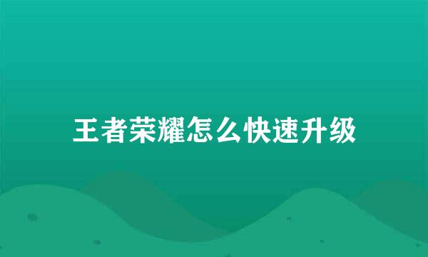 王者荣耀怎么快速升级