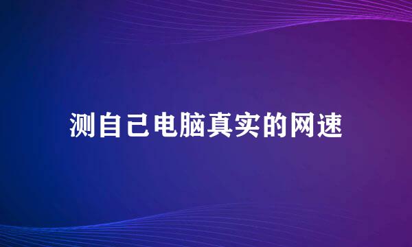 测自己电脑真实的网速