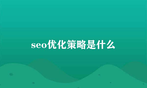 seo优化策略是什么