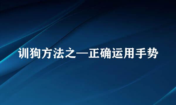 训狗方法之—正确运用手势