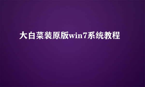 大白菜装原版win7系统教程