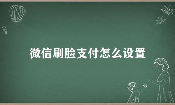 微信刷脸支付怎么设置