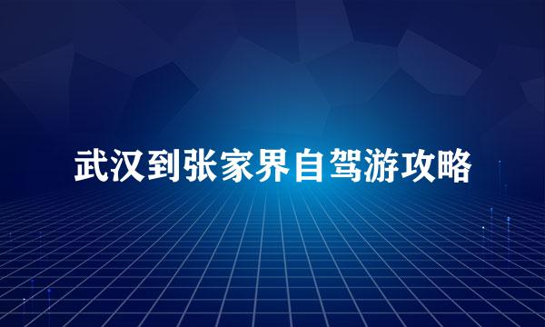 武汉到张家界自驾游攻略