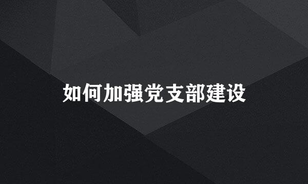 如何加强党支部建设