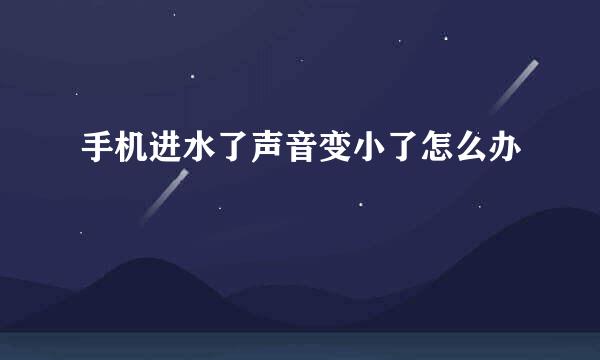 手机进水了声音变小了怎么办