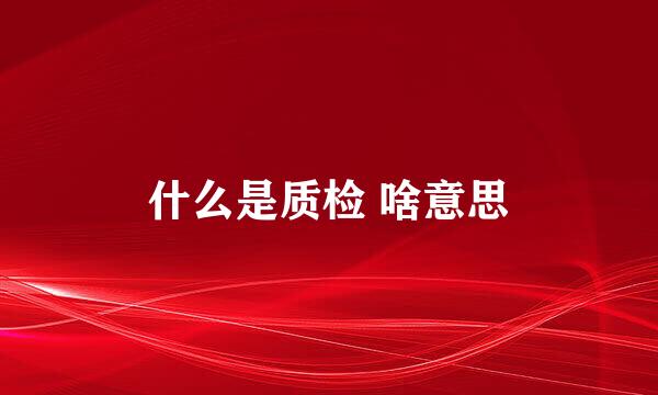 什么是质检 啥意思