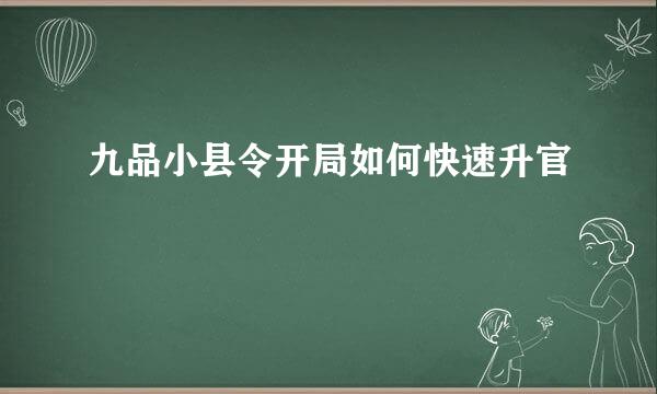 九品小县令开局如何快速升官