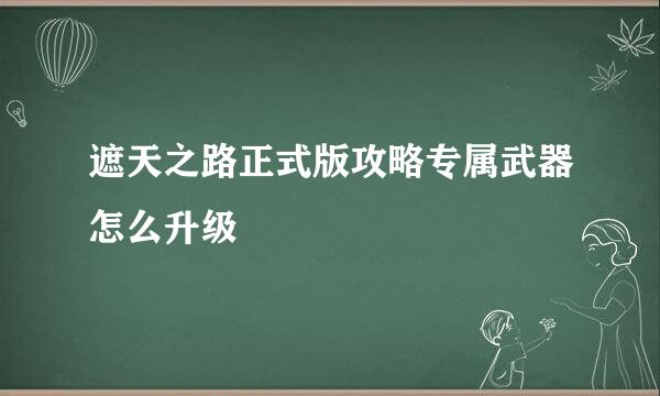 遮天之路正式版攻略专属武器怎么升级