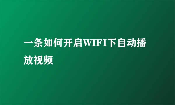 一条如何开启WIFI下自动播放视频