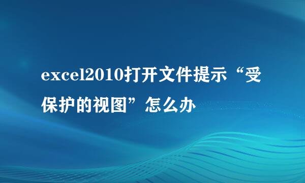 excel2010打开文件提示“受保护的视图”怎么办