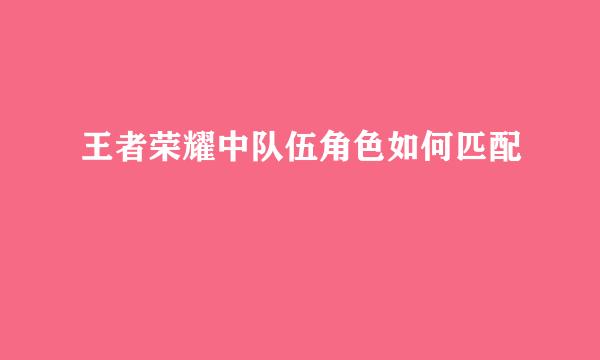 王者荣耀中队伍角色如何匹配