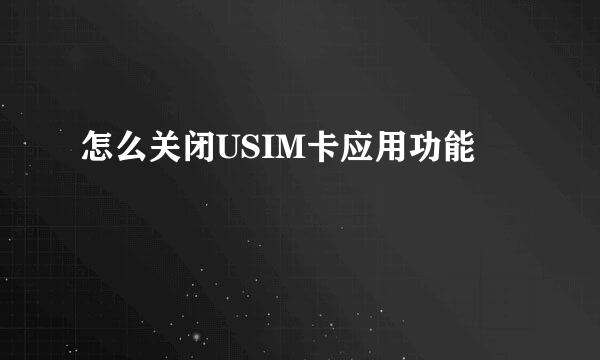 怎么关闭USIM卡应用功能