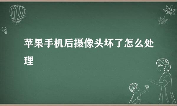 苹果手机后摄像头坏了怎么处理