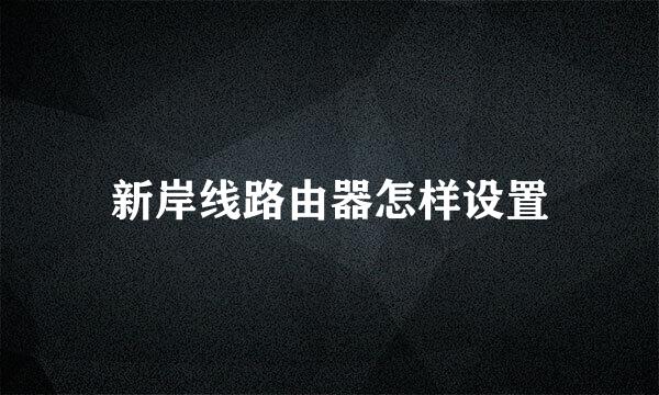 新岸线路由器怎样设置