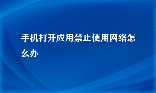 手机打开应用禁止使用网络怎么办