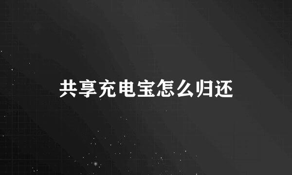 共享充电宝怎么归还