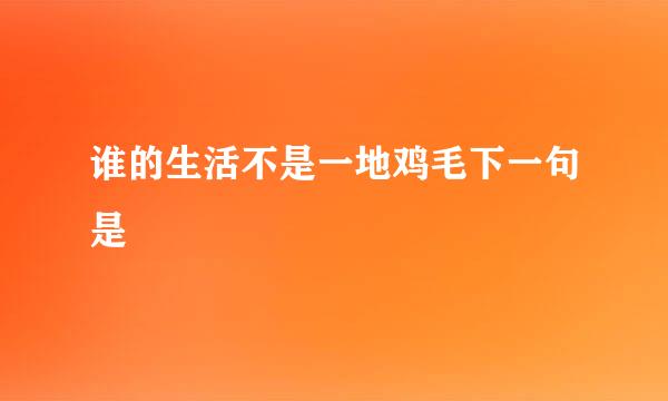 谁的生活不是一地鸡毛下一句是