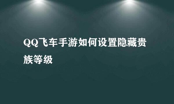 QQ飞车手游如何设置隐藏贵族等级