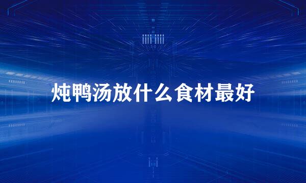 炖鸭汤放什么食材最好